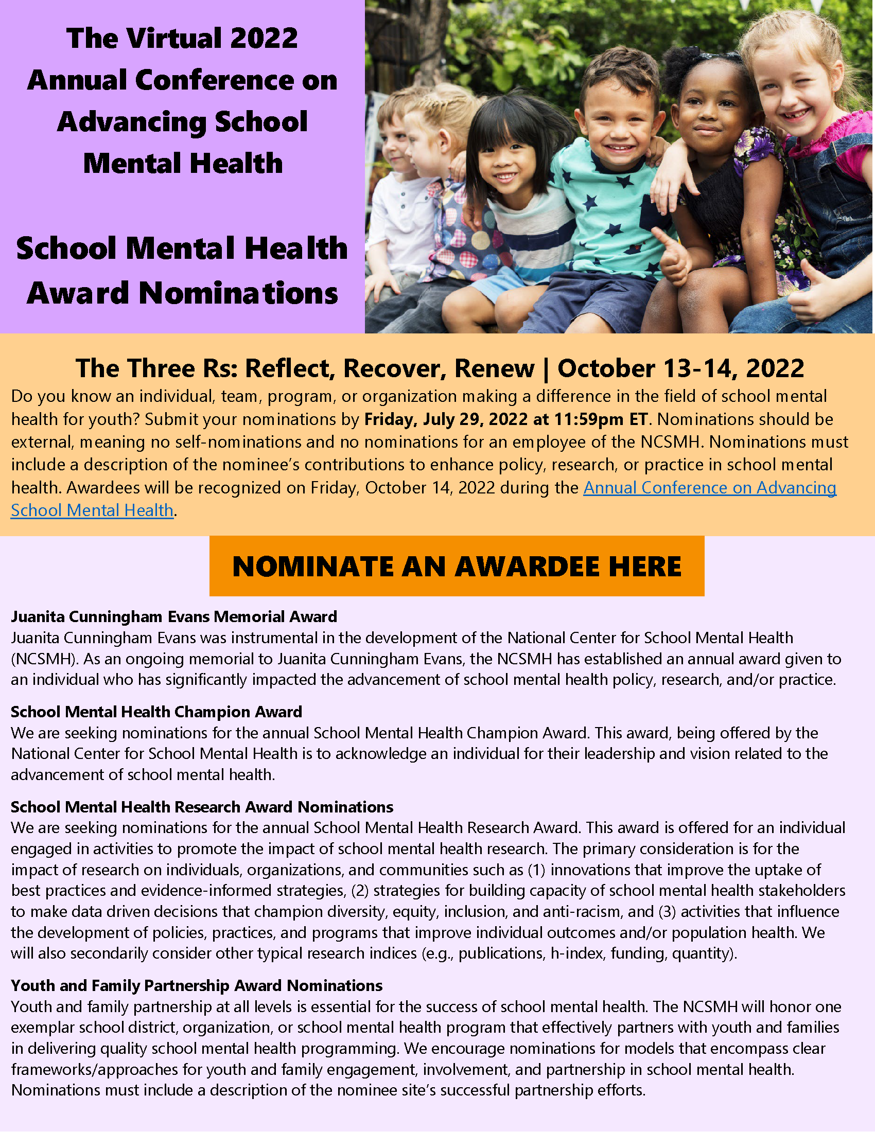 2022 School Mental Health Award Nominations