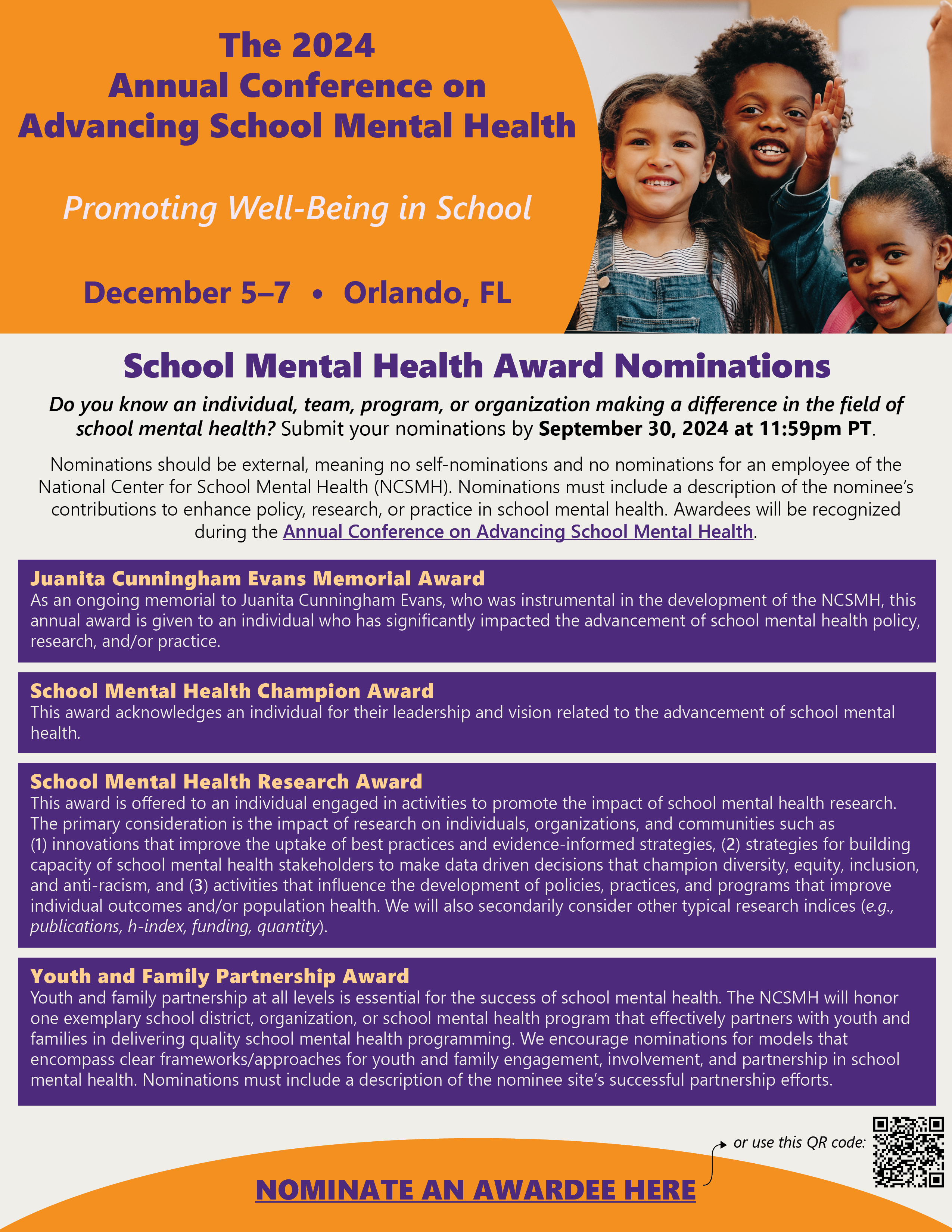 2024 ASMH School Mental Health Awards Flier